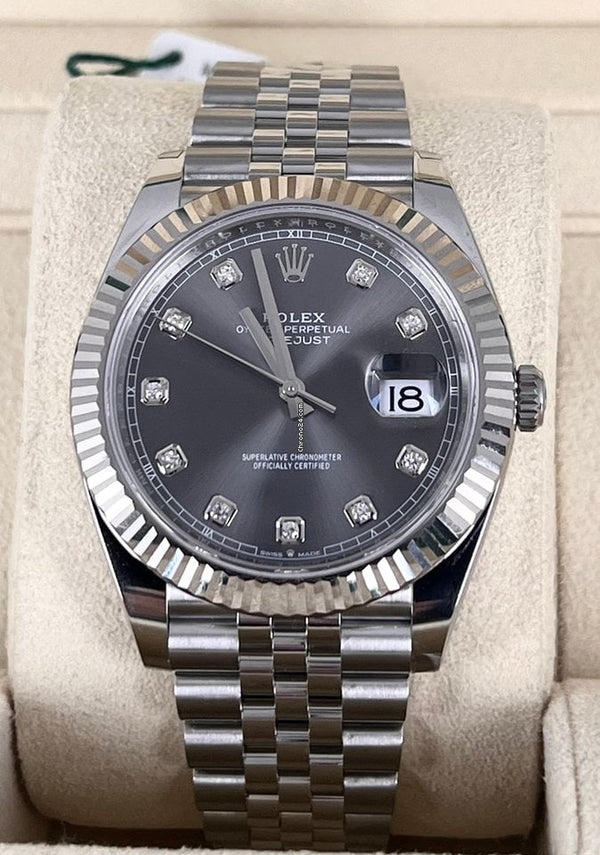 Datejust 41 white gold factory grey diamonds dial unworn