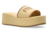 Fendi Sunshine Beige Raffia Flatform Slides 