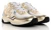 Chanel Fabric & Laminated White, Gold & Silver Low Top Sneakers