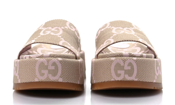 Gucci Platform Slide Sandal 'Jumbo GG - Beige Light Pink' 