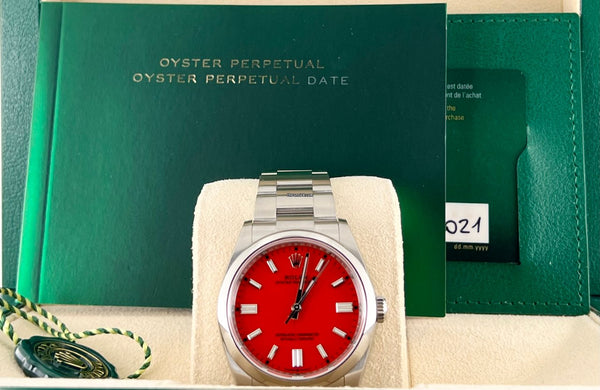 Oyster Perpetual 36 Coral Red Dial Discontinued Full Set