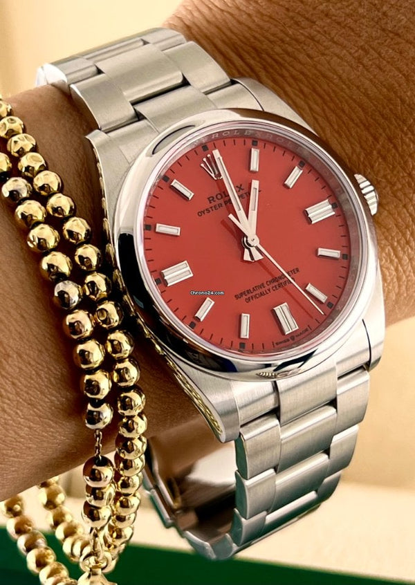 Oyster Perpetual 36 Coral Red Dial Discontinued Full Set