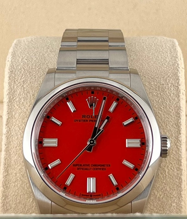 Oyster Perpetual 36 Coral Red Dial Discontinued Full Set