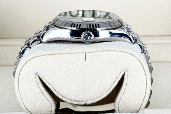 Datejust 36 Blue Stick Dial Jubilee 18K White Gold Bezel