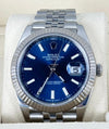 Datejust 41 Certified Blue Stick Dial 2020 New Card