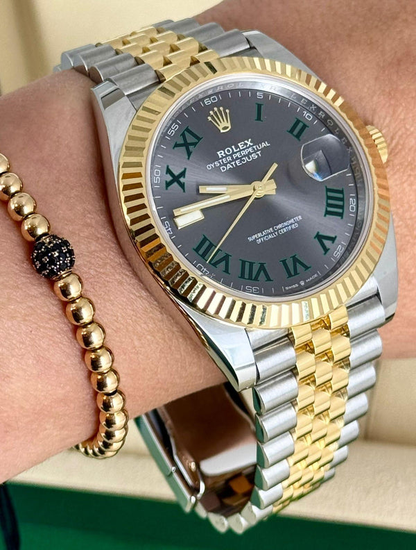 Rolex Datejust 41 Steel and Gold 41 mm Full Set Like New Wimbeldon Dial Jubille 18K