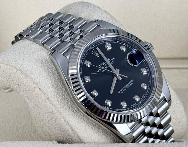 Rolex Datejust 41 Black Diamonds Dial Like New Box and Papers