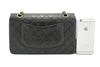 CHANEL 2.55 Double Flap Medium Chain Shoulder Bag Black Lambskin j94