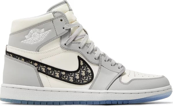 Dior x Air Jordan 1 High OG "Wolf Grey Sail Photon Dust White" Sneakers for Men