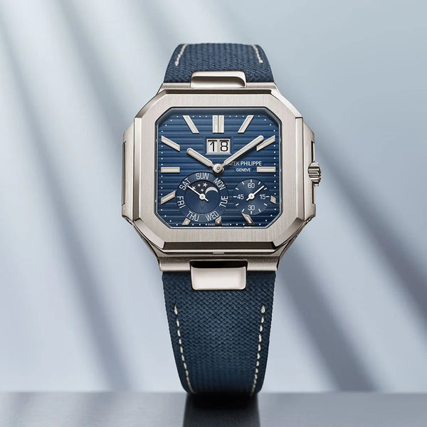 Patek Philippe Cubitus 5822P Blue Dial Instantaneous Grand Date,Day & Moon Phases Platinum Fabric Strap
