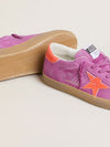 Super-Star Women's fuchsia suede with star and heel in fluorescent orange laminated leather