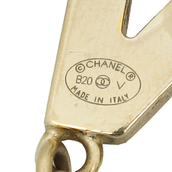 Chanel Gold "CHA"/"NEL"Letter Drop Earrings
