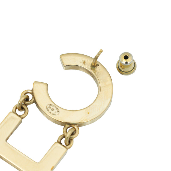 Chanel Gold "CHA"/"NEL"Letter Drop Earrings