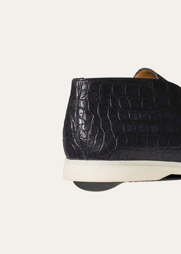 Classic Blue Leather Open Walk Ankle Boots