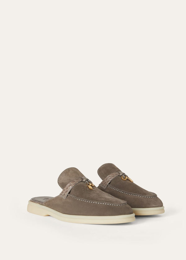 Mocassini Babouche Charms Walk in Suède Grigio Donna