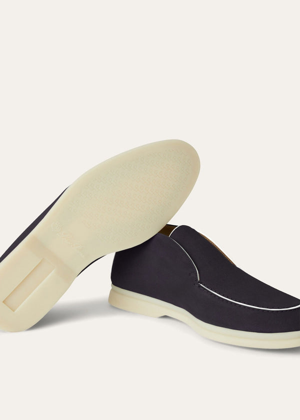 Navy Blue Suede Open Walk Ankle Boots