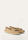 Women's Beige Suede Dot Sole Walk Loafers