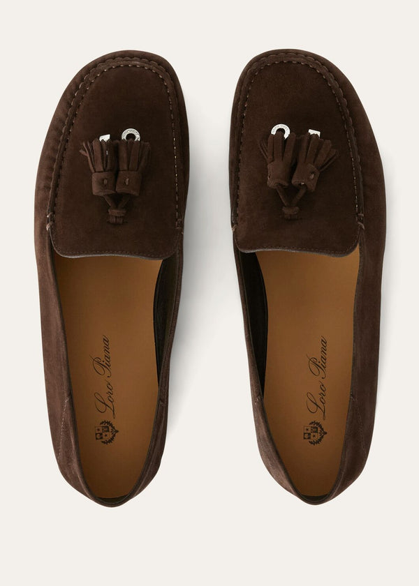 Women's Chocolate Suede Dot Sole Walk Loafers
