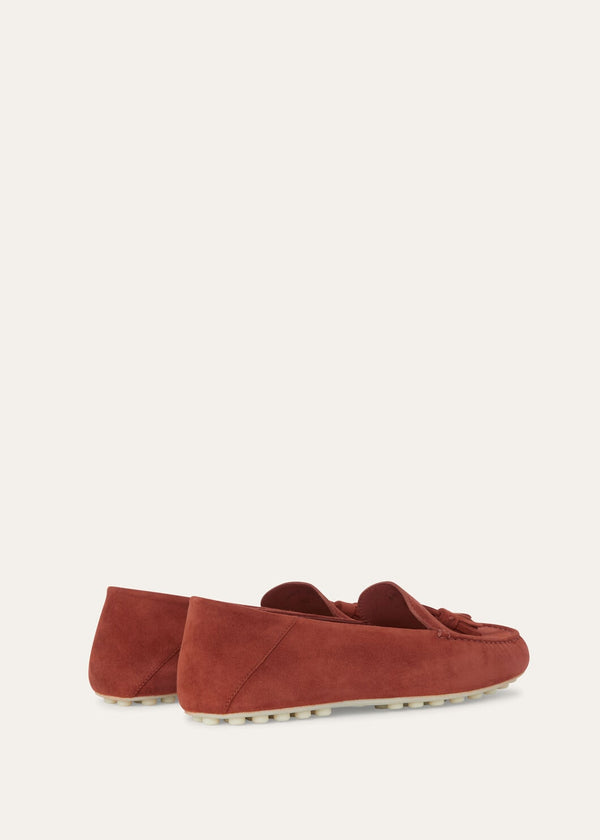 Women's Cinnamon Suede Dot Sole Walk Loafers