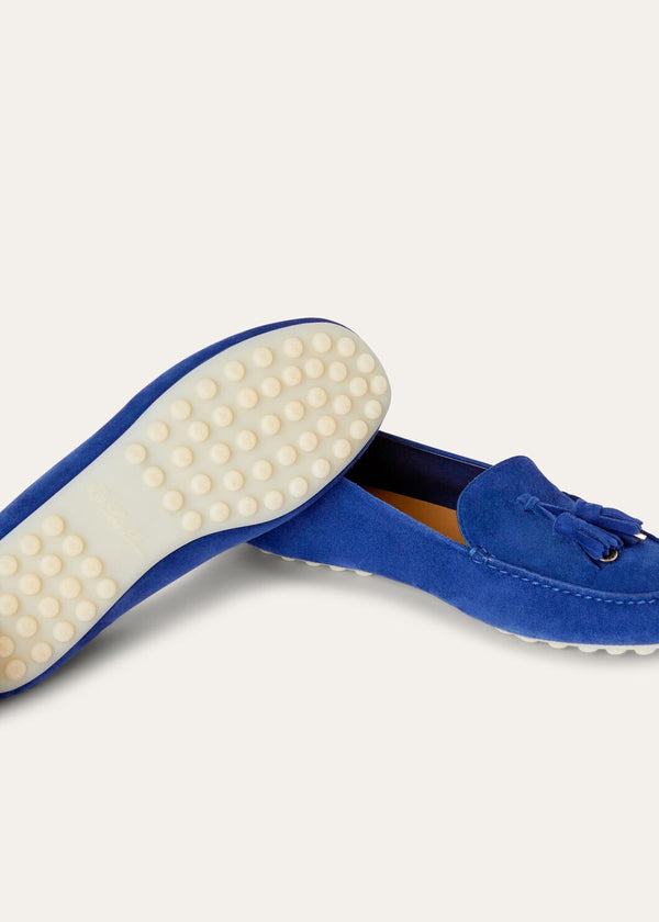 Mocassini Dot Sole Walk in Suède Blu Donna