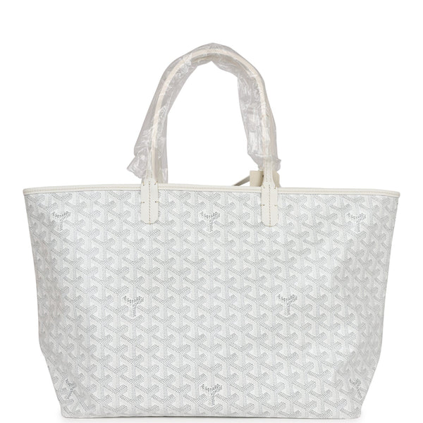 Goyard Goyardine White St. Louis PM Tote Bag Palladium Hardware