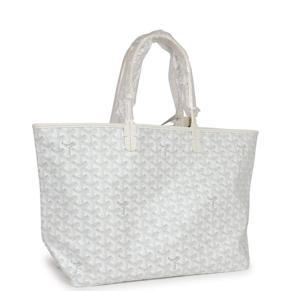 Goyard Goyardine White St. Louis PM Tote Bag Palladium Hardware