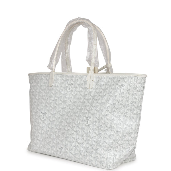 Goyard Goyardine White St. Louis PM Tote Bag Palladium Hardware