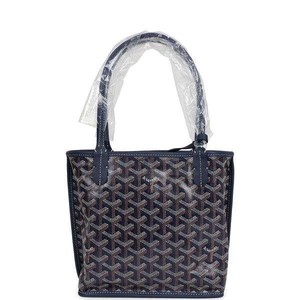 Goyard Goyardine Anjou Navy Blue Mini Bag Palladium Hardware