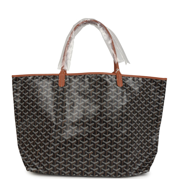 Goyard Goyardine Black and Brown St. Louis GM Tote Bag Palladium Hardware