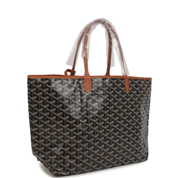 Goyard Goyardine Black and Brown St. Louis PM Tote Bag Palladium Hardware