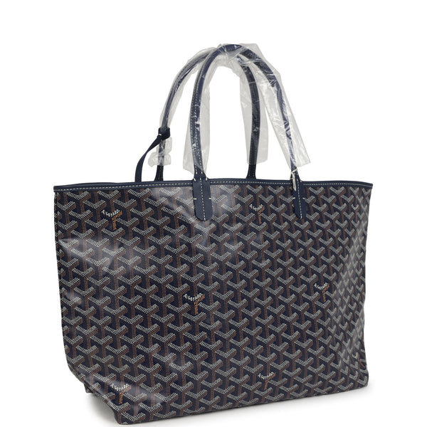 Goyard Goyardine Navy Blue Saint Louis PM Tote Bag Palladium Hardware