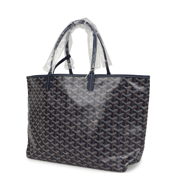 Goyard Goyardine Navy Blue Saint Louis PM Tote Bag Palladium Hardware