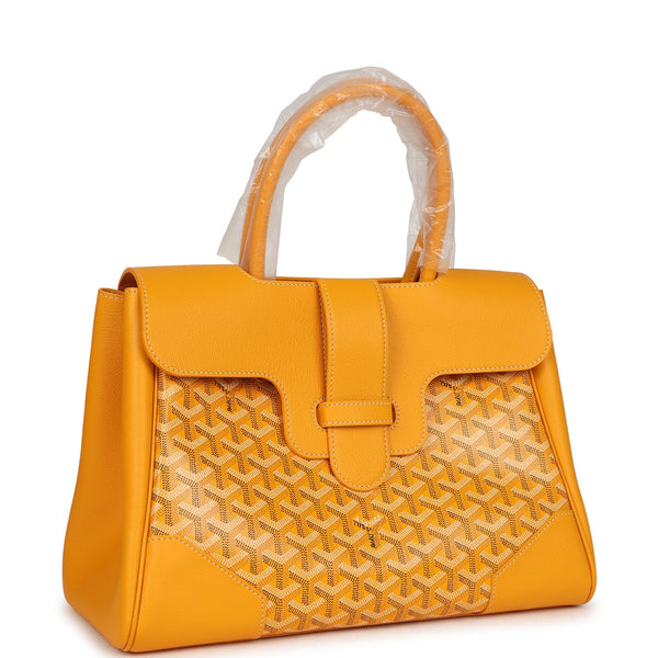 Goyard Saigon Tote Yellow Goyardine Canvas Palladium Hardware