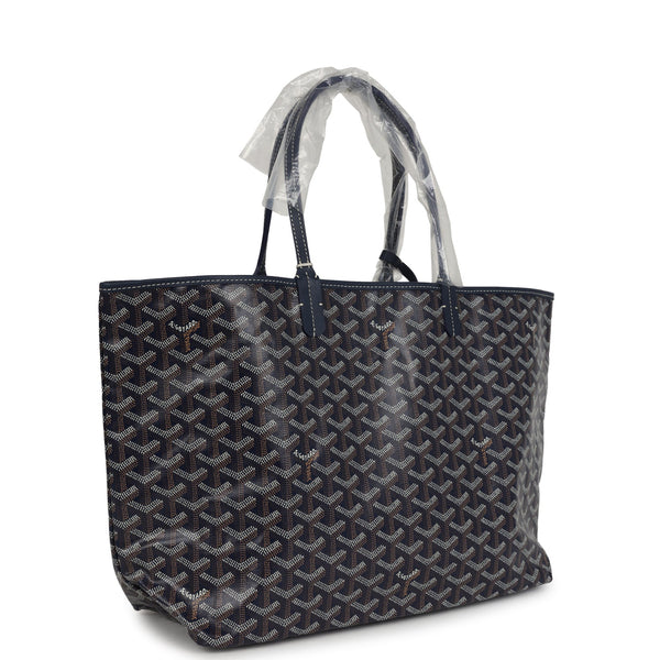 Goyard Goyardine Navy St. Louis PM Tote Bag Palladium Hardware
