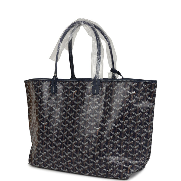 Goyard Goyardine Navy St. Louis PM Tote Bag Palladium Hardware