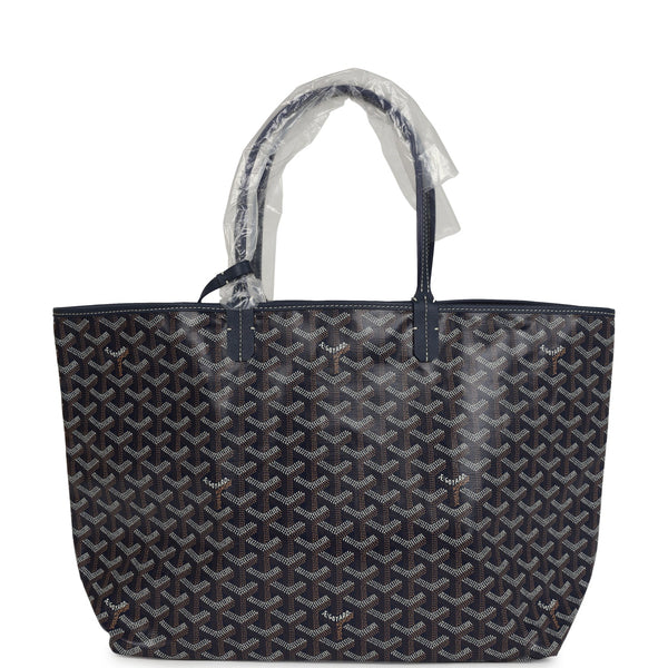 Goyard Goyardine Navy St. Louis PM Tote Bag Palladium Hardware