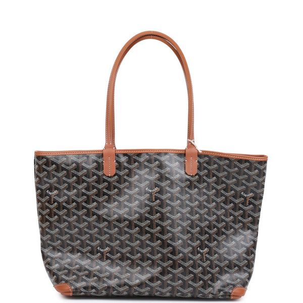 Goyard Goyardine Black and Brown Artois PM Palladium Hardware