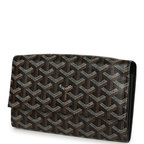 Goyard Goyardine Canvas Black Varenne Continental Wallet Bag Palladium Hardware