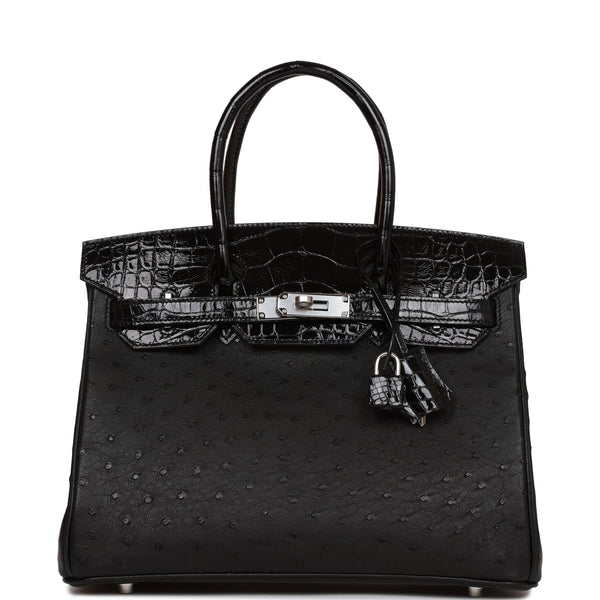 Hermes Birkin 30 Black MatteAlligator and Ostrich Touch Palladium Hardware