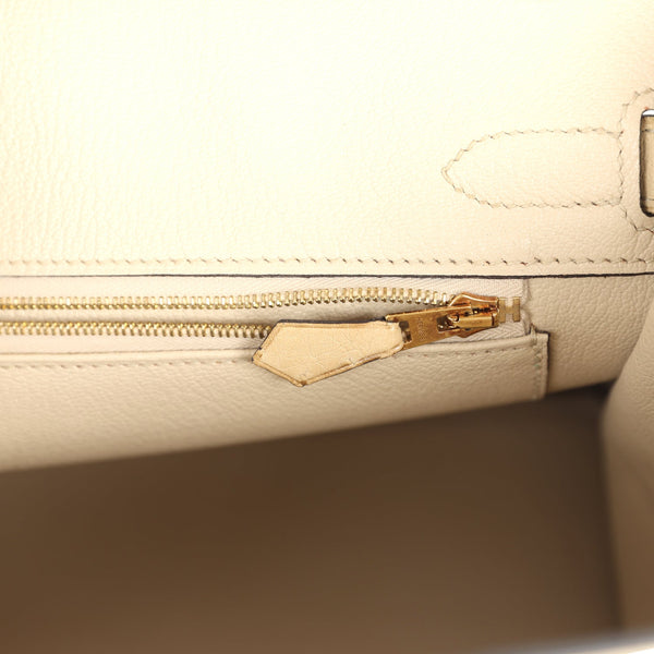 Pre-owned Hermes Birkin 30 Parchemin Ostrich Gold Hardware