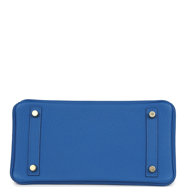 Pre-owned Hermes Birkin 25 Bleu Zellige Togo Gold Hardware