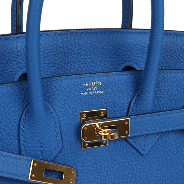 Pre-owned Hermes Birkin 25 Bleu Zellige Togo Gold Hardware