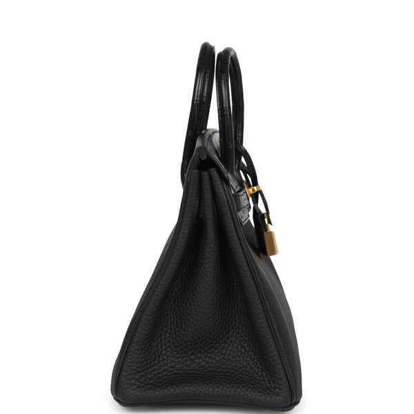 Hermes Birkin 25 Black Matte Alligator and Togo Touch Gold Hardware