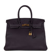 Pre-owned Hermes Birkin 35 Raisin Clemence Gold Hardware