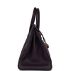 Pre-owned Hermes Birkin 35 Raisin Clemence Gold Hardware