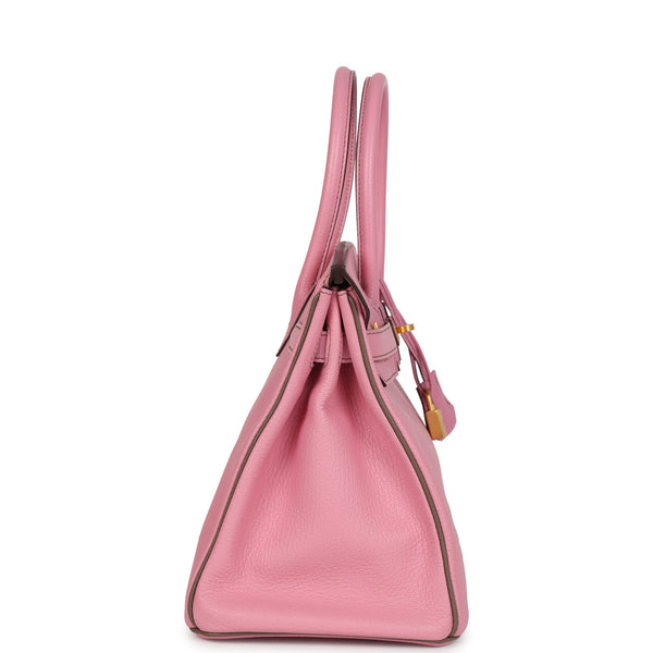 Pre-owned Hermes Special Order (HSS) Birkin 30 Bubblegum Verso Chèvre Brushed Gold Hardware