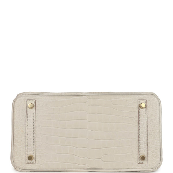 Pre-owned Hermes Birkin 30 Beton Matte Porosus Crocodile Gold Hardware