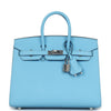 Hermes Birkin Sellier 25 Celeste Epsom Palladium Hardware