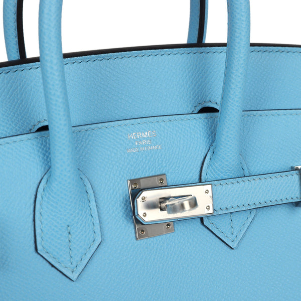 Hermes Birkin Sellier 25 Celeste Epsom Palladium Hardware