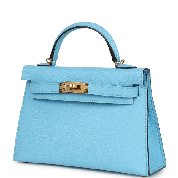 Hermes Kelly Sellier 20 Celeste Epsom Gold Hardware